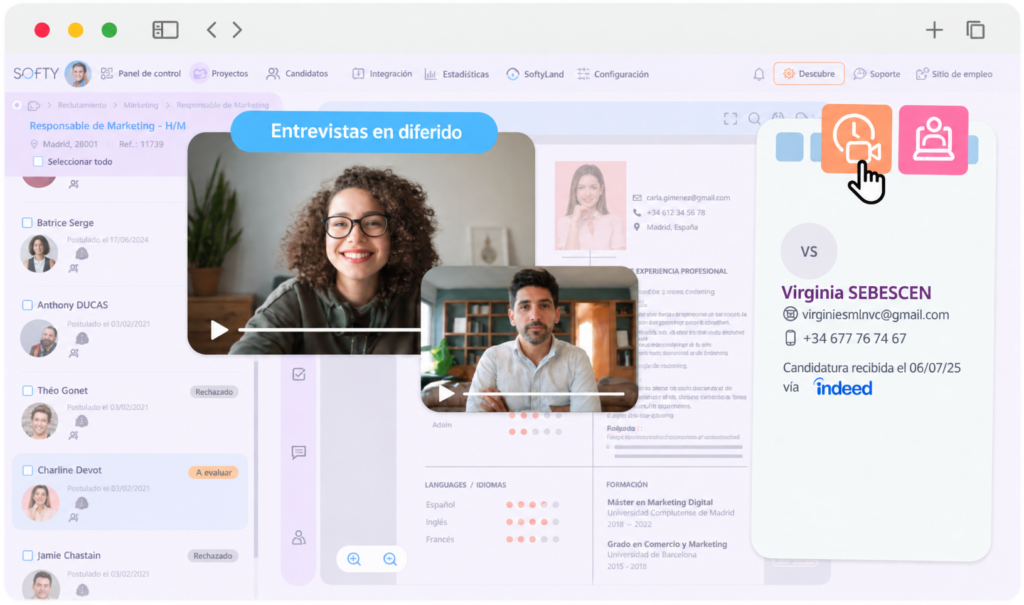 Entrevistas en diferido y evaluación de candidat@s en el ATS Softy