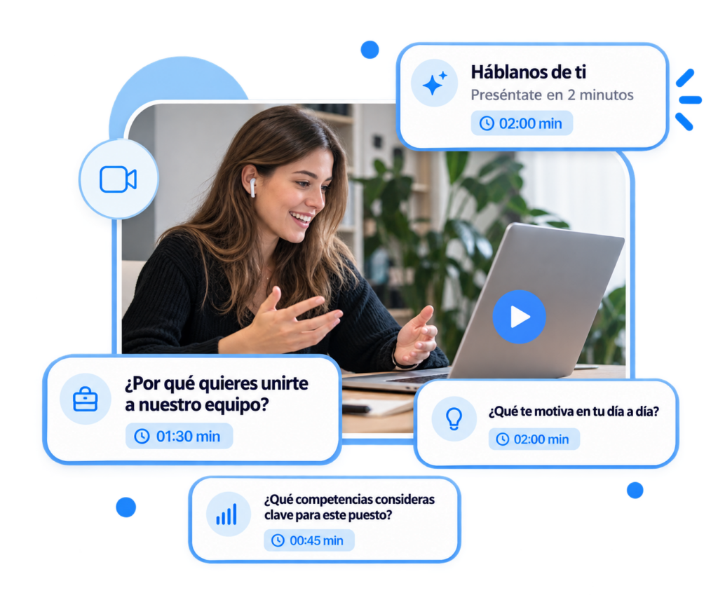 Entrevista en vídeo diferida con preguntas y tiempo de respuesta en el ATS Softy