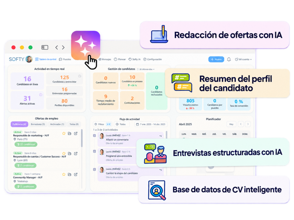 Funcionalidades de inteligencia artificial para reclutamiento en el ATS Softy